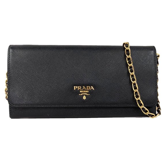 Prada Handbags - SOLD Prada Black Saffiano Wallet on Chain Bag